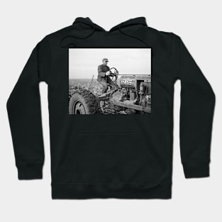 Farmer Driving Tractor, 1937. Vintage Photo Hoodie